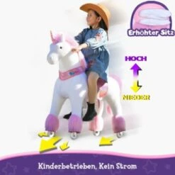 PonyCycle Reitpferd Rosa Einhorn Kinder Reittier Outdoor-Spielzeug Mit Bremsen Mit Klang Für Alter 7+ -Spielzeug Geschaft 25233445 05