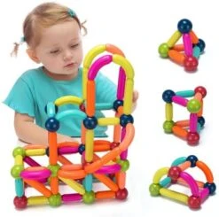 COSTWAY® Puzzlespielzeug 88 Stk. Magnetkugeln & Stäbe