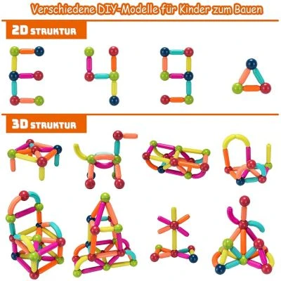 COSTWAY® Puzzlespielzeug 88 Stk. Magnetkugeln & Stäbe 3 COSTWAY® Puzzlespielzeug 88 Stk. Magnetkugeln & Stäbe - Image 3