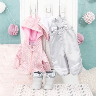 BAYER Puppenkleidung 38-42 Cm, Regenoutfit Rosa/grau 3 BAYER Puppenkleidung 38-42 Cm, Regenoutfit Rosa/grau - Image 3