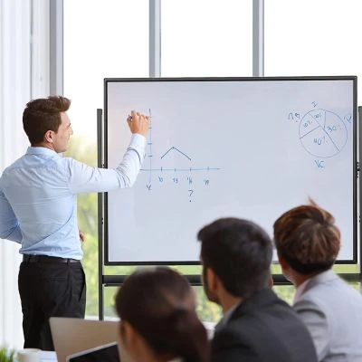 COSTWAY® Whiteboard Magnettafel 90x120cm Mit Rollen 2 COSTWAY® Whiteboard Magnettafel 90x120cm Mit Rollen - Image 2