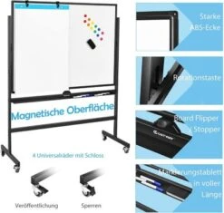 COSTWAY® Whiteboard Magnettafel 90x120cm Mit Rollen 9 COSTWAY® Whiteboard Magnettafel 90x120cm Mit Rollen -Spielzeug Geschaft 25906430 04