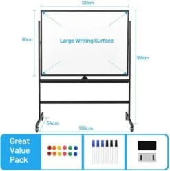 COSTWAY® Whiteboard Magnettafel 90x120cm Mit Rollen 11 COSTWAY® Whiteboard Magnettafel 90x120cm Mit Rollen -Spielzeug Geschaft 25906430 06