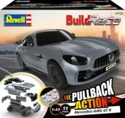 Revell Build 'n Race Mercedes-AMG GT R, Grau, Auto-Bausatz Mit Rückziehmotor Für Kinder Ab 4 Im Maßstab 1:43, 10 Teile, 9 Cm