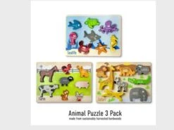 LK Trend & Style Lege Puzzle TIERE Und FISCHE Holz-Puzzle Kleinkind-Lernpuzzle Legespiel 24 Tlg.