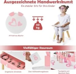 COSTWAY® Schminktisch Kaninchenform Mit Spiegel & Hocker 11 COSTWAY® Schminktisch Kaninchenform Mit Spiegel & Hocker -Spielzeug Geschaft 26829964 06