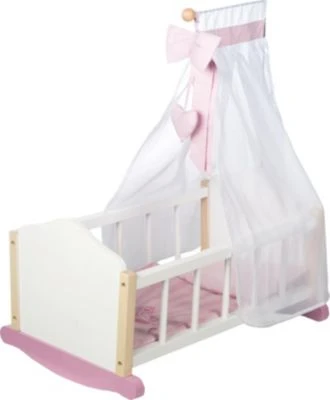 Roba Puppenwiege Aus Puppenmöbel Serie Scarlett Inkl. Textiler Ausstattung, Weiß Lackiert 1 Roba Puppenwiege Aus Puppenmöbel Serie Scarlett Inkl. Textiler Ausstattung, Weiß Lackiert