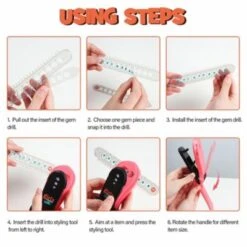 Vicabo Haar Glitzer Hefter Maschine Haarschmuck-Set Bedazzler Glam Styling-Werkzeug Mit 80 Haar-Edelsteinen Frisiersets Für Mädchen -Spielzeug Geschaft 27230750 05