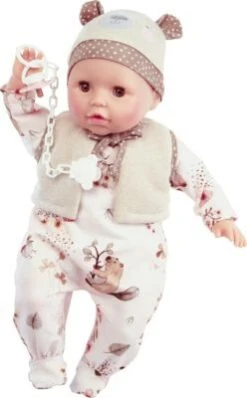 Schildkröt Puppe Amy Mit Schnuller 45 Cm Mal (Mal Haar, Braune Schlafaugen, Baby Puppe Inkl. Kleidung)