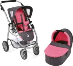 CHIC 2000 Kombi-Puppenwagen Emotion 2 In 1, Melange Anthrazit-pink
