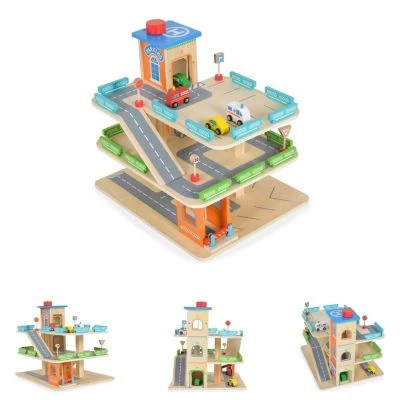 MONI Kinderspielzeug Holz-Parkhaus Drei Etagen 25-tlg. 4 Autos 3 Etagen Parkgaragen 1 MONI Kinderspielzeug Holz-Parkhaus Drei Etagen 25-tlg. 4 Autos 3 Etagen Parkgaragen