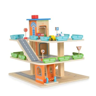 MONI Kinderspielzeug Holz-Parkhaus Drei Etagen 25-tlg. 4 Autos 3 Etagen Parkgaragen 2 MONI Kinderspielzeug Holz-Parkhaus Drei Etagen 25-tlg. 4 Autos 3 Etagen Parkgaragen - Image 2