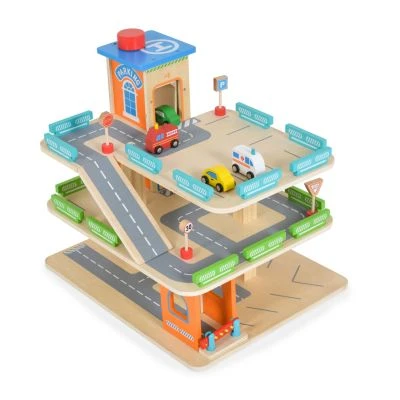 MONI Kinderspielzeug Holz-Parkhaus Drei Etagen 25-tlg. 4 Autos 3 Etagen Parkgaragen 5 MONI Kinderspielzeug Holz-Parkhaus Drei Etagen 25-tlg. 4 Autos 3 Etagen Parkgaragen - Image 5