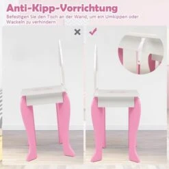 COSTWAY® Kinderschminktisch Mit Hocker & Spiegel Abnehmbar 2-in-1 -Spielzeug Geschaft 28764857 04
