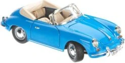 Bburago Modellauto Porsche 356B Cabrio 1961 (blau, Maßstab 1:18)
