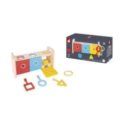 Janod - Essentiel - Der Schlüsselkasten - 2-in-1 Lernspiel Aus Holz Babys Und Kleinkinder - Erlernen Von Formen Und Farben Und Feinmotorik - Farbe Auf Wasserbasis - Ab 18 Monaten, J05065 -Spielzeug Geschaft 29005775 03