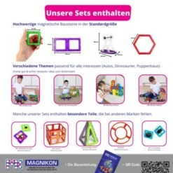 MAGNIKON Magnetische Bausteine Sechsecke, 4 Stk. Ersatzteile, Kleines Set -Spielzeug Geschaft 29814204 06