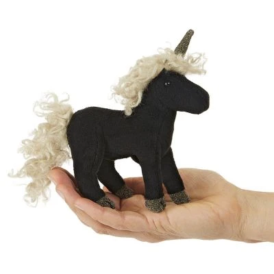 Folkmanis Fingerpuppe Mini Einhorn / Mini Black Unicorn 1 Folkmanis Fingerpuppe Mini Einhorn / Mini Black Unicorn