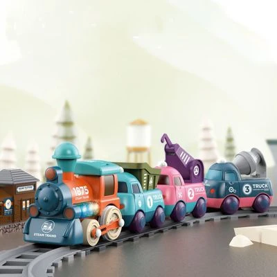 Syntek Schienenzug In Makkaroni Schienenzug Makrone Farbe Kinderspielzeug Zug Elektrisches Licht Cartoon Technik Schiene Auto 2 Syntek Schienenzug In Makkaroni Schienenzug Makrone Farbe Kinderspielzeug Zug Elektrisches Licht Cartoon Technik Schiene Auto - Image 2