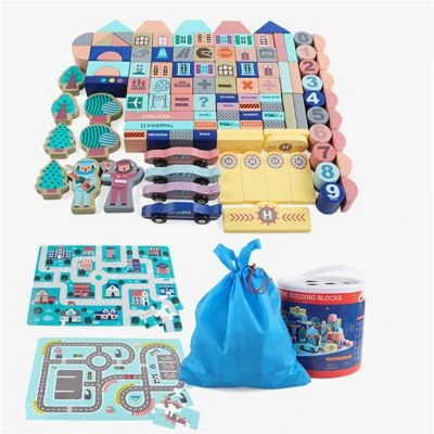 Syntek Holzbaustein-Spielzeug Für Kinder Zum Thema Stadtarchitektur Diy Pädagogisches Puzzle-Set Kinderspielzeug 2 Syntek Holzbaustein-Spielzeug Für Kinder Zum Thema Stadtarchitektur Diy Pädagogisches Puzzle-Set Kinderspielzeug - Image 2