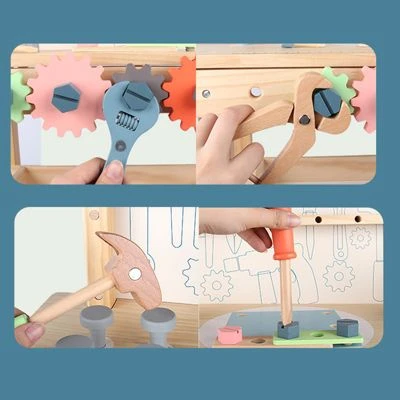 Enbaoxin Kindersimulation Holzwerkzeugtisch Kinderspielzeug Puzzle Nüsse Montiert 3 Enbaoxin Kindersimulation Holzwerkzeugtisch Kinderspielzeug Puzzle Nüsse Montiert - Image 3