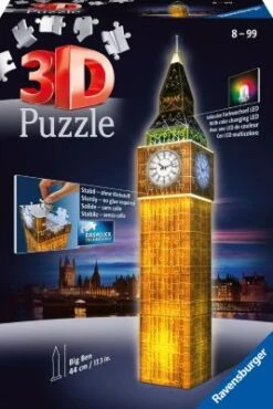 Ravensburger 3D-Puzzle Night Mit LED, H44 Cm, 216 Teile, Big Ben Bei Nacht