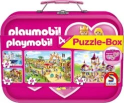 Schmidt Spiele Puzzlekoffer Pink PLAYMOBIL®, 2 X 60 + 2 X 100 Teile