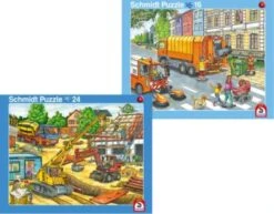 Schmidt Spiele 2er Set Rahmenpuzzles 16 Teile/24 Teile Fahrzeuge
